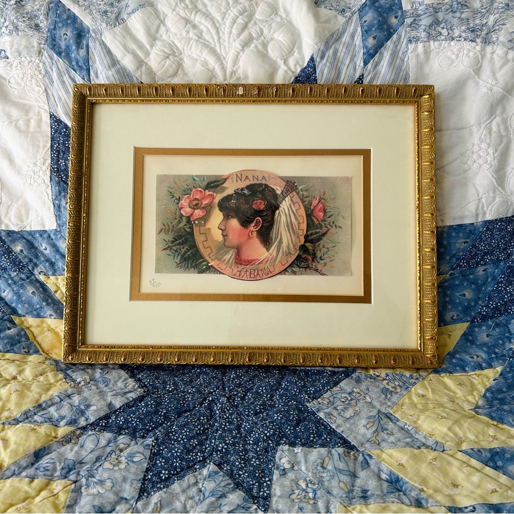 Vintage Cigar Label Print “Nana Habana” Limited Edition Framed Lithograph Art